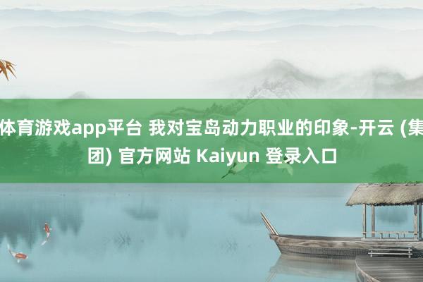 体育游戏app平台 我对宝岛动力职业的印象-开云 (集团) 官方网站 Kaiyun 登录入口