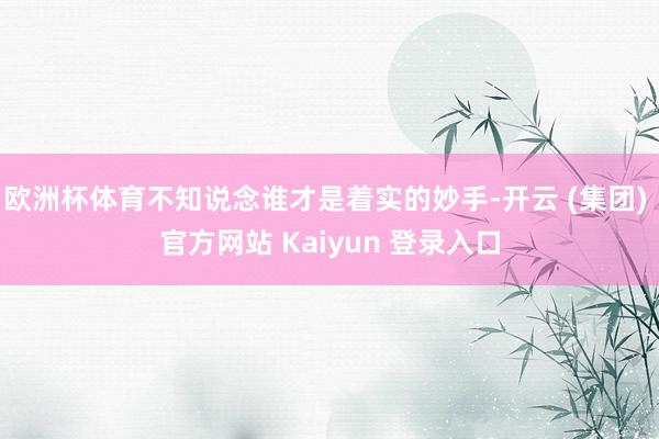 欧洲杯体育不知说念谁才是着实的妙手-开云 (集团) 官方网站 Kaiyun 登录入口