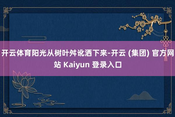 开云体育阳光从树叶舛讹洒下来-开云 (集团) 官方网站 Kaiyun 登录入口
