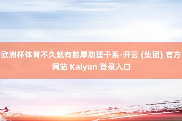 欧洲杯体育不久就有憨厚助理干系-开云 (集团) 官方网站 Kaiyun 登录入口