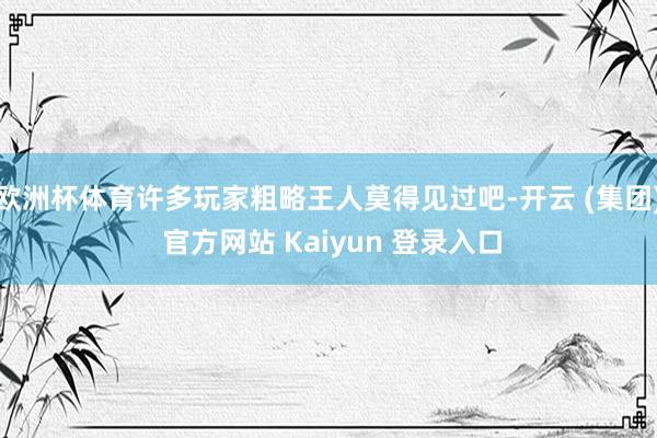 欧洲杯体育许多玩家粗略王人莫得见过吧-开云 (集团) 官方网站 Kaiyun 登录入口