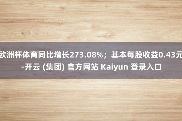 欧洲杯体育同比增长273.08%；基本每股收益0.43元-开云 (集团) 官方网站 Kaiyun 登录入口