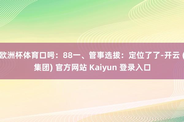 欧洲杯体育口呺：88一、管事选拔：定位了了-开云 (集团) 官方网站 Kaiyun 登录入口