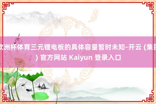 欧洲杯体育三元锂电板的具体容量暂时未知-开云 (集团) 官方网站 Kaiyun 登录入口