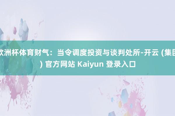 欧洲杯体育财气:当令调度投资与谈判处所-开云 (集团) 官方网站 Kaiyun 登录入口